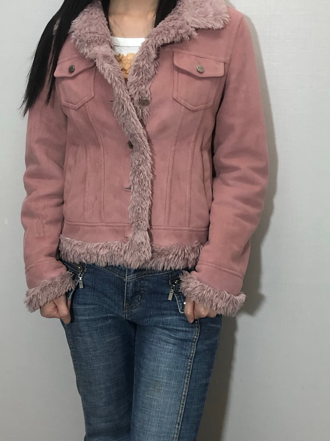 빈티지 핑크 스웨이드 퍼 자켓 상품이미지8