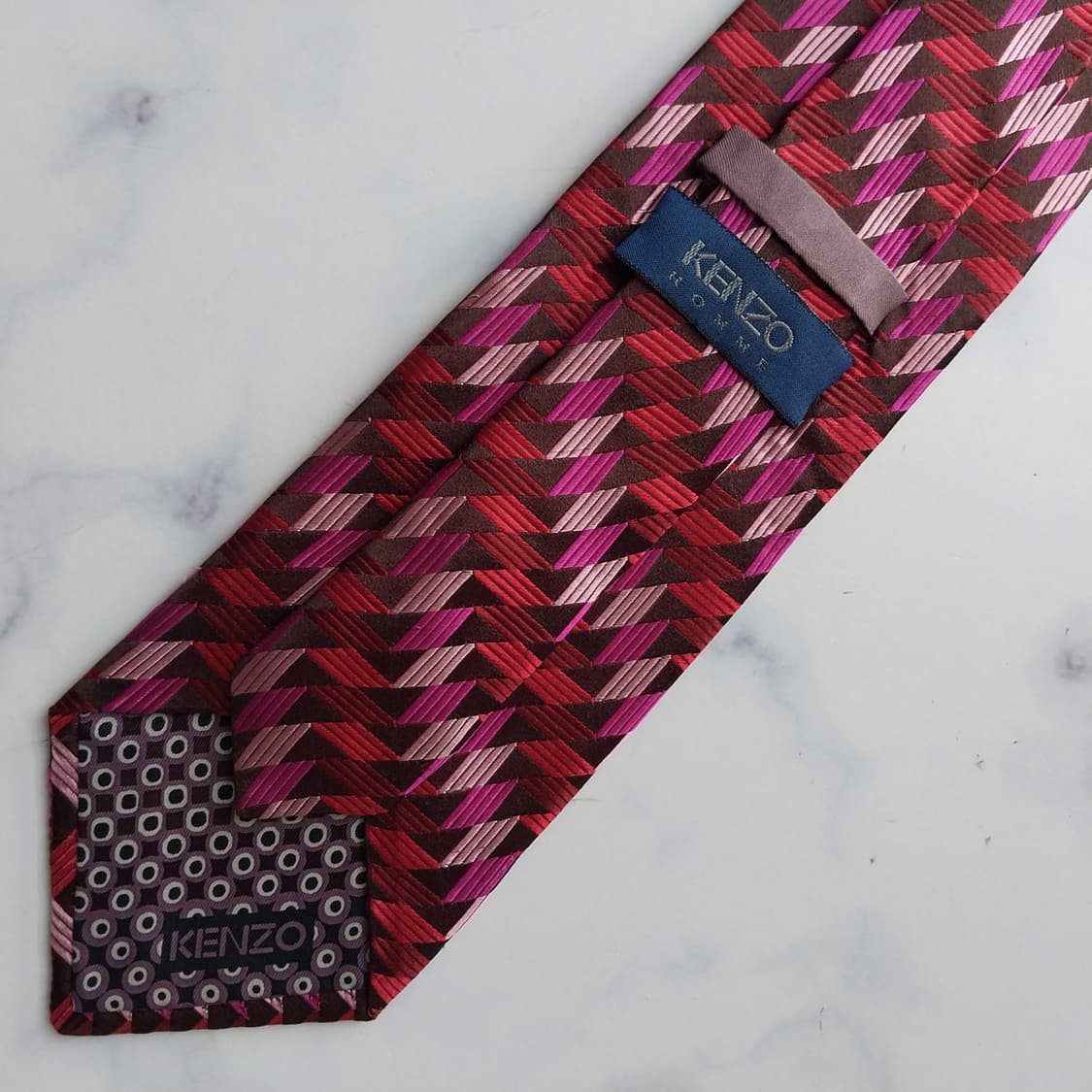 겐조 실크 핑크 기하 패턴 넥타이 9.3cm A+~A등급 K2520
 상품이미지9