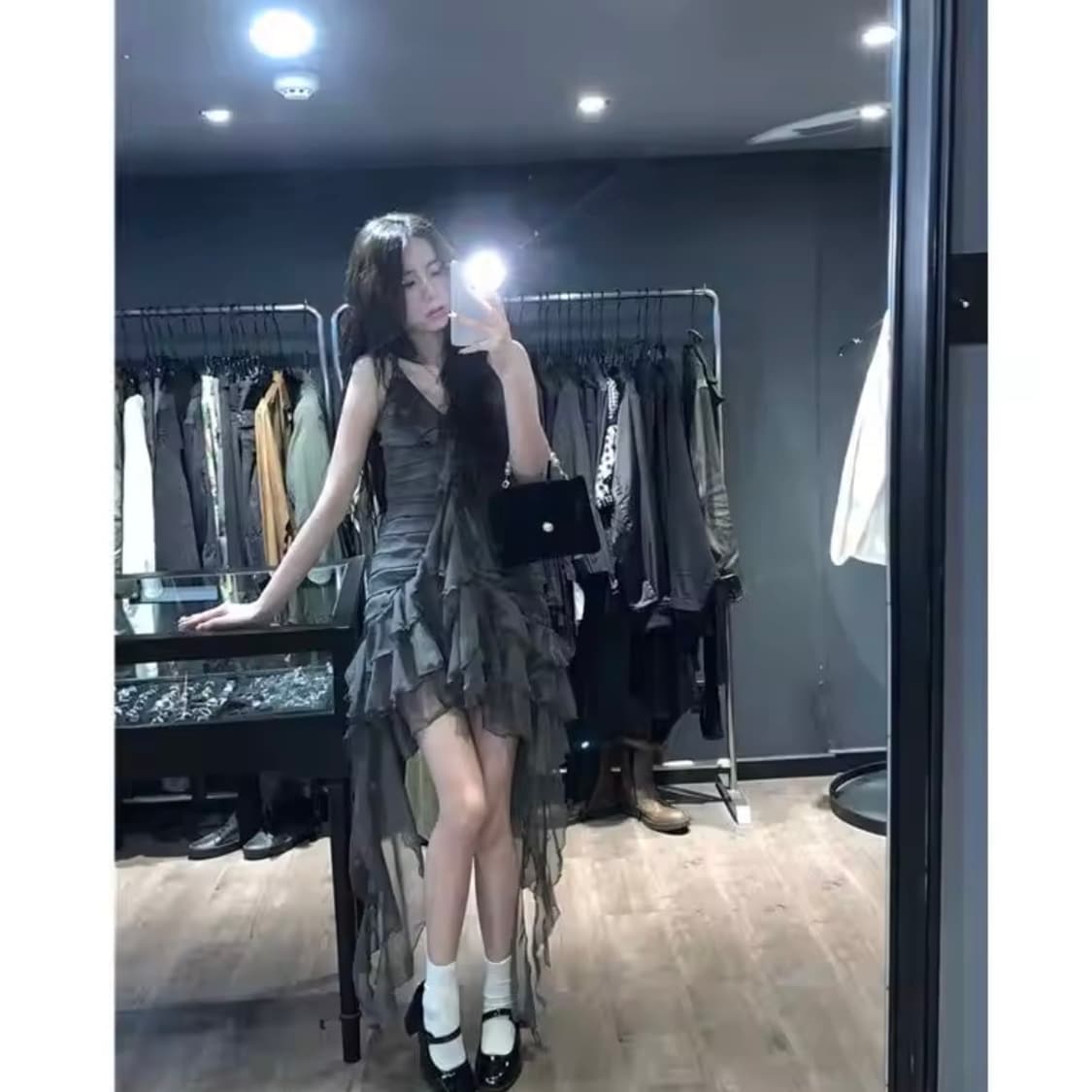 chiffon cancan unbalanced dress 상품이미지5