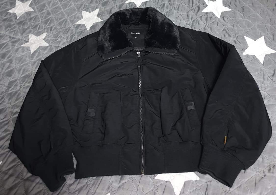 버커루 오버사이즈 퍼 카라 블루종 집업자켓 블랙 (XS) 상품이미지1