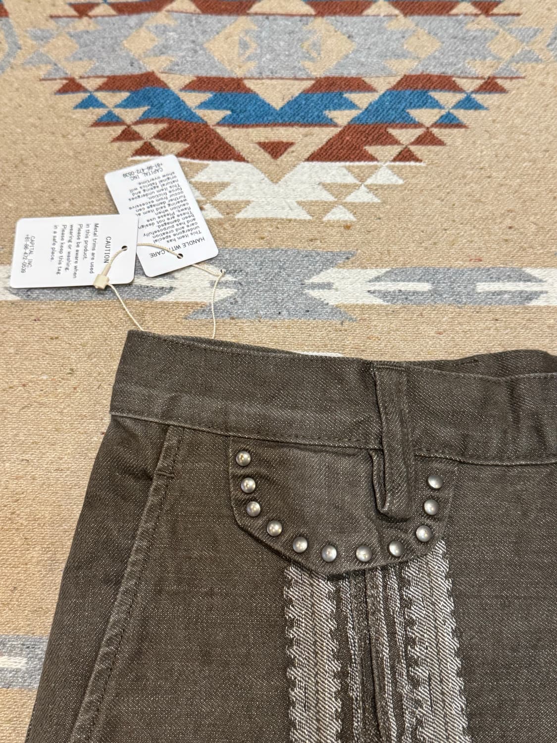 [3][L] 캐피탈 12oz 야가스리 자카드 데님 팬츠 카키  상품이미지6