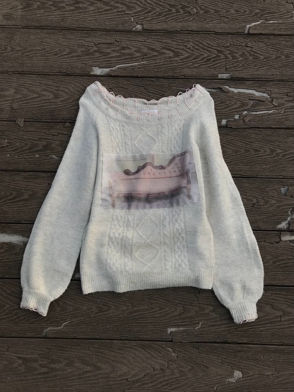 Sofa Print Cable Knit with Embroidered  상품이미지1
