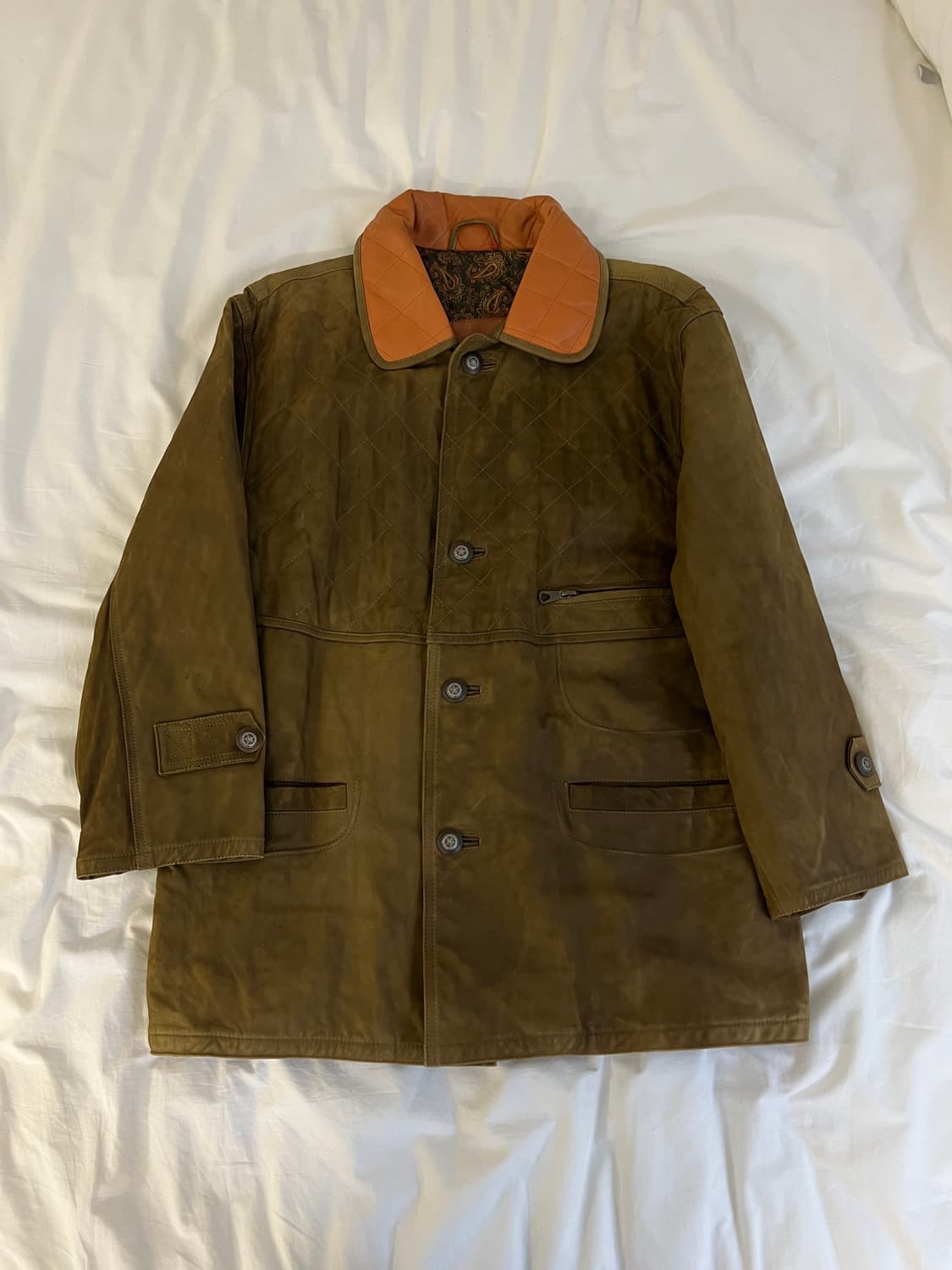 빈티지 이탈리안 레더 워크 자켓(올리브 브라운) 상품이미지3