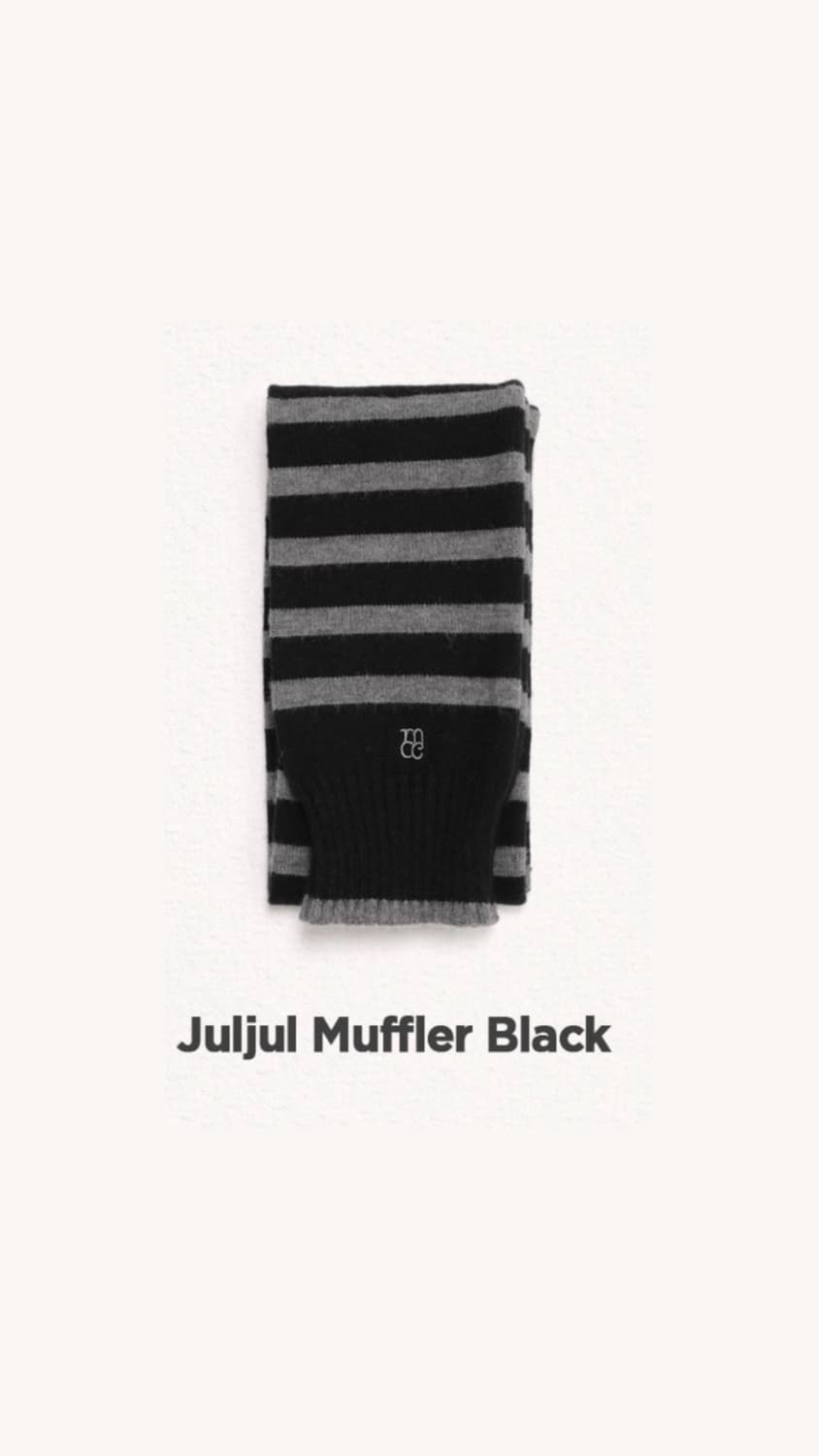 미개봉&선물패키지) 마크모크 선물용 목도리 스트라이프 블랙 상품이미지1