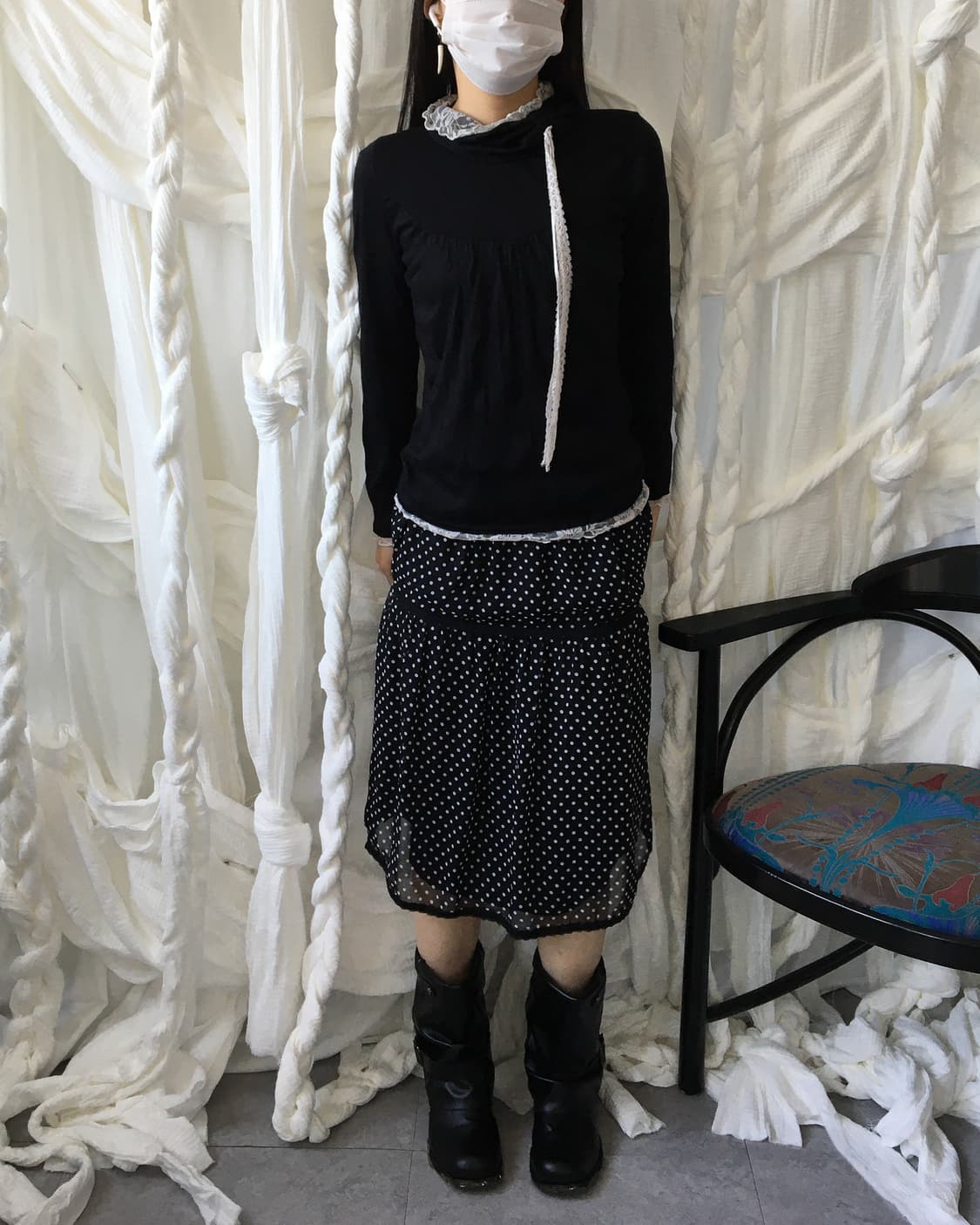Lace point high neck sleee 상품이미지8