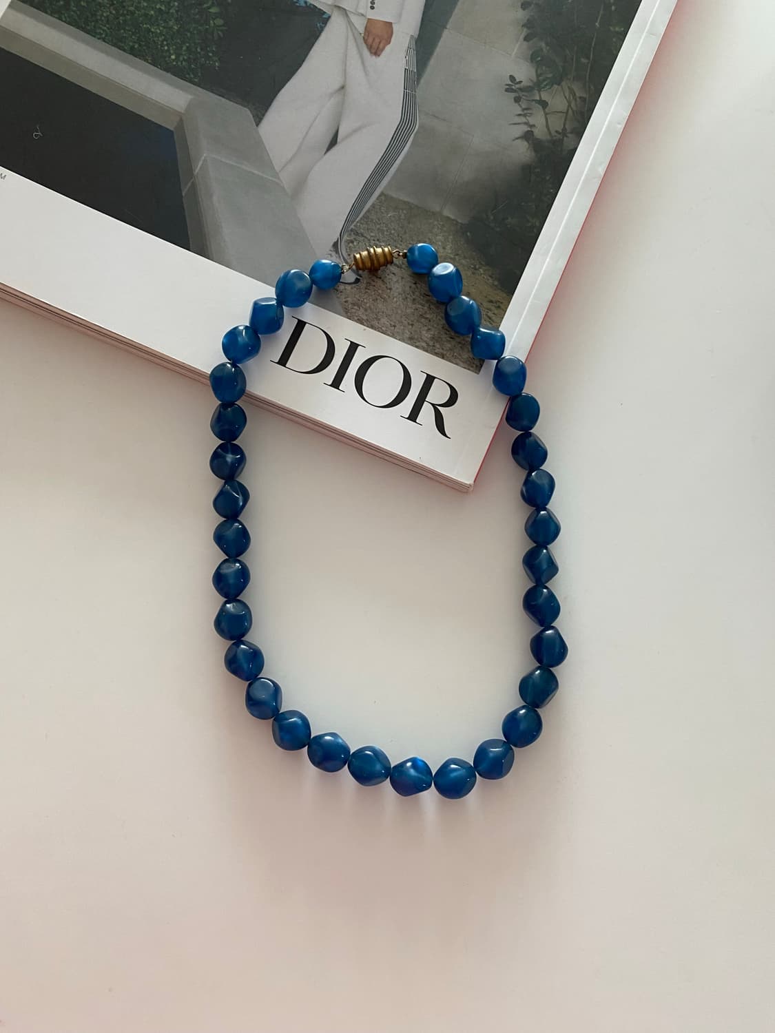 일본수입 블루 컬러 비즈 목걸이 상품이미지1