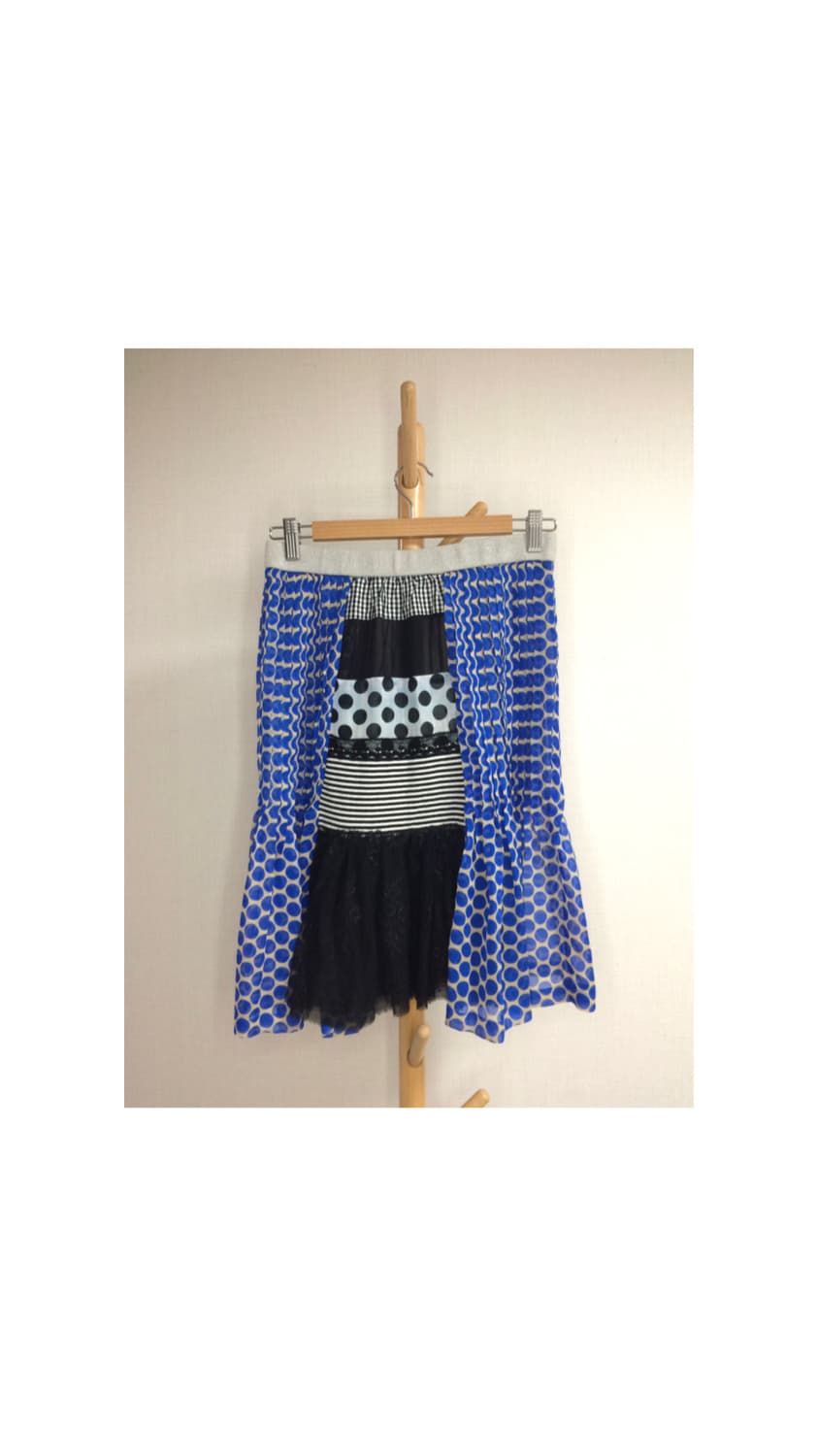 스나오 쿠와하라 블루 도트 땡땡이 쉬폰 스커트 상품이미지5