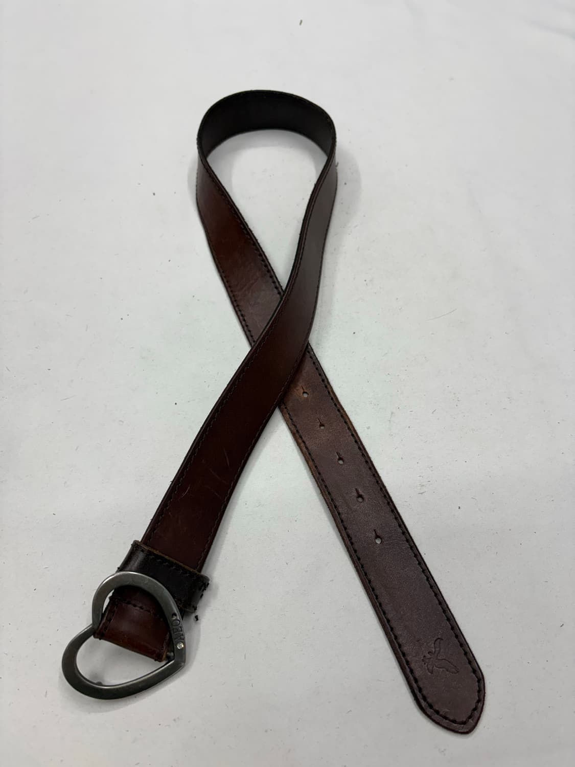 빈티지 웨스턴 하트 버클 브라운 레더 벨트 상품이미지3