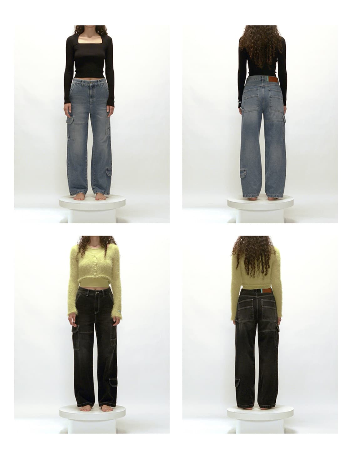 인스턴트펑크 스티치 카고 데님 팬츠 블루 상품이미지5