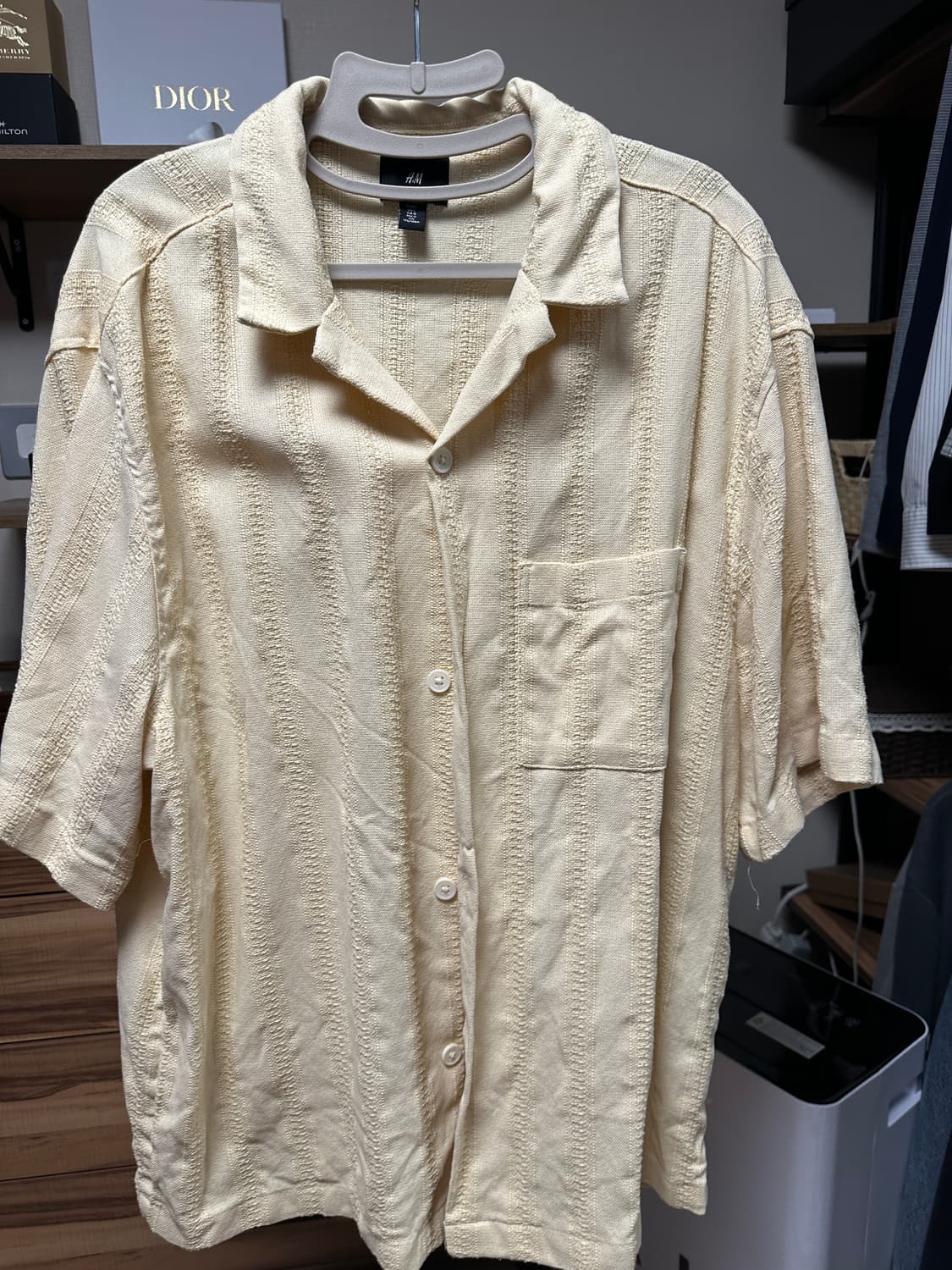 에이치엔앰 H&M 남성 텍스쳐 캠프 셔츠 레귤러핏 (105)   상품이미지7