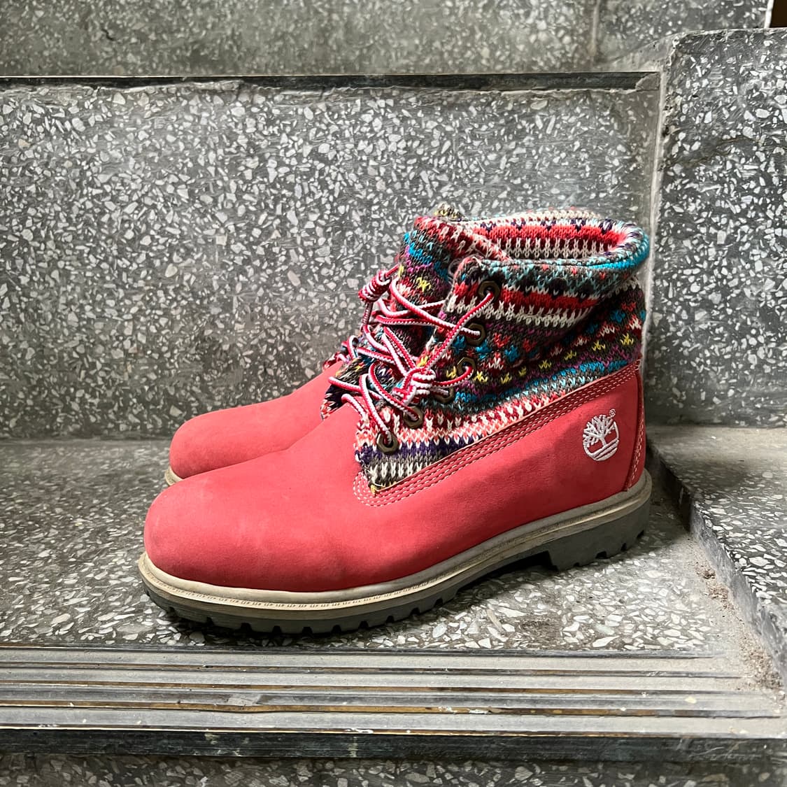 팀버랜드 아즈텍 패턴 핑크 롤탑 부츠 상품이미지2