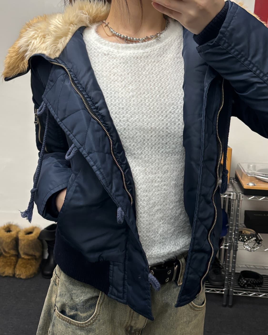 올드 빈티지 N2B 항공 점퍼 네이비 상품이미지2