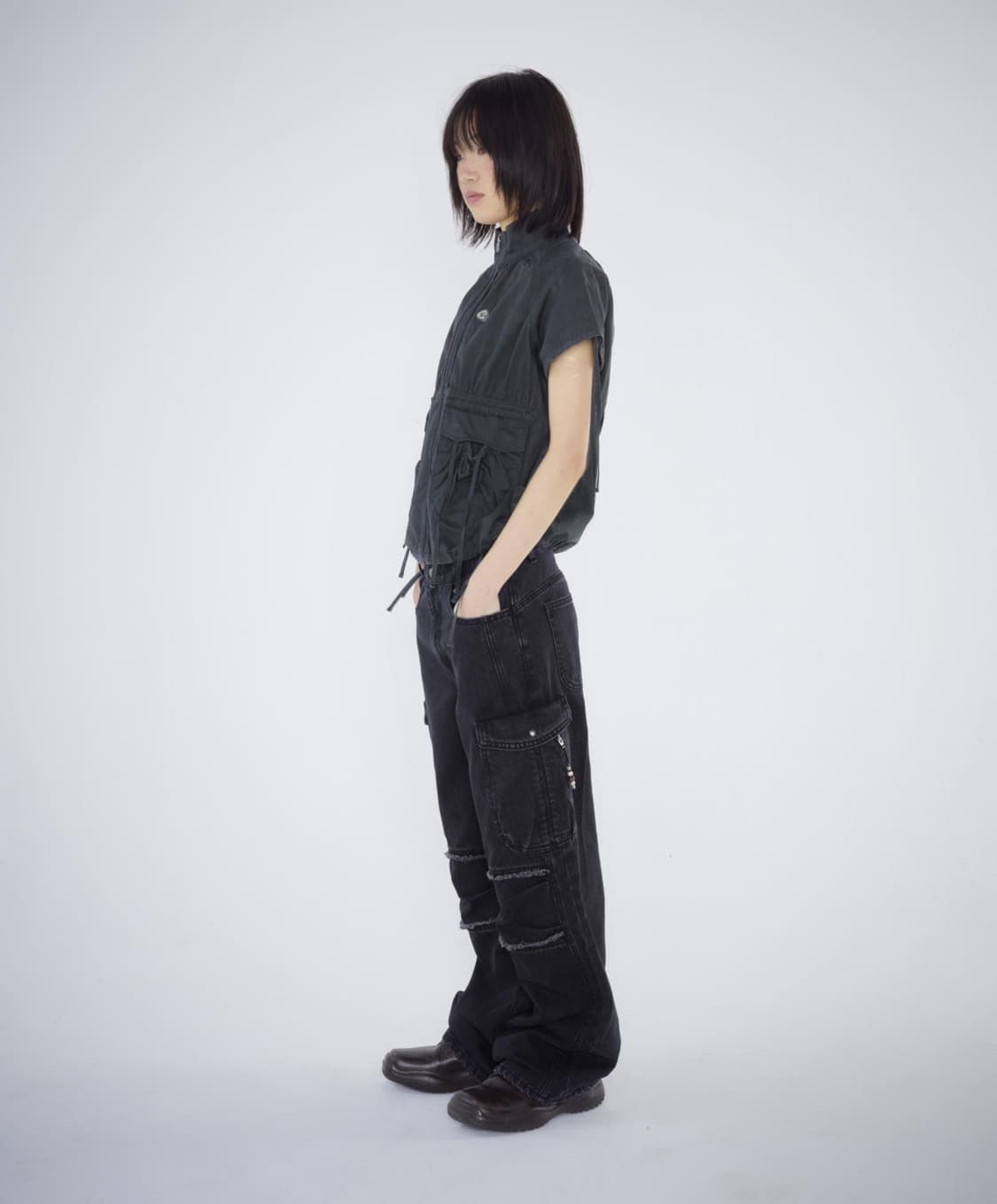 코이세이오 라운드 포켓 카고 진 블랙 2 상품이미지3