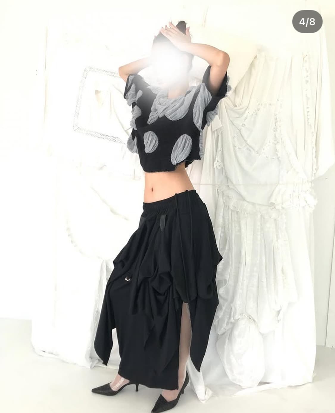 파우닝133 빈티지 팝업 도트 니트 상품이미지2