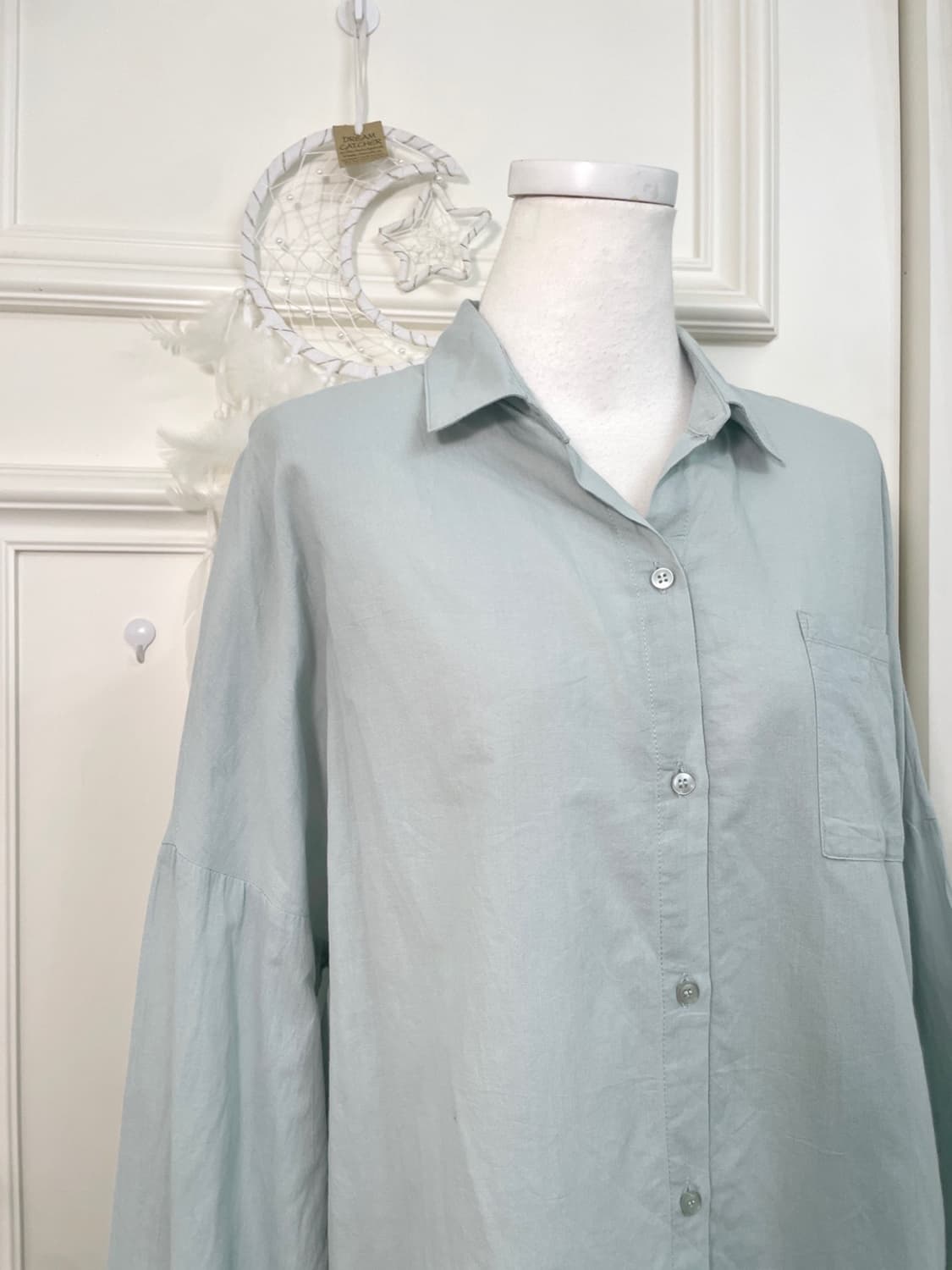 mute mint cotton loose shirt(size-L) 상품이미지6