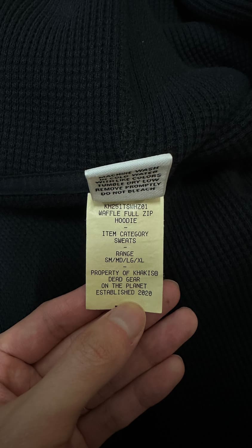 [L] 카키스 와플 후드집업 후드 블랙 상품이미지4