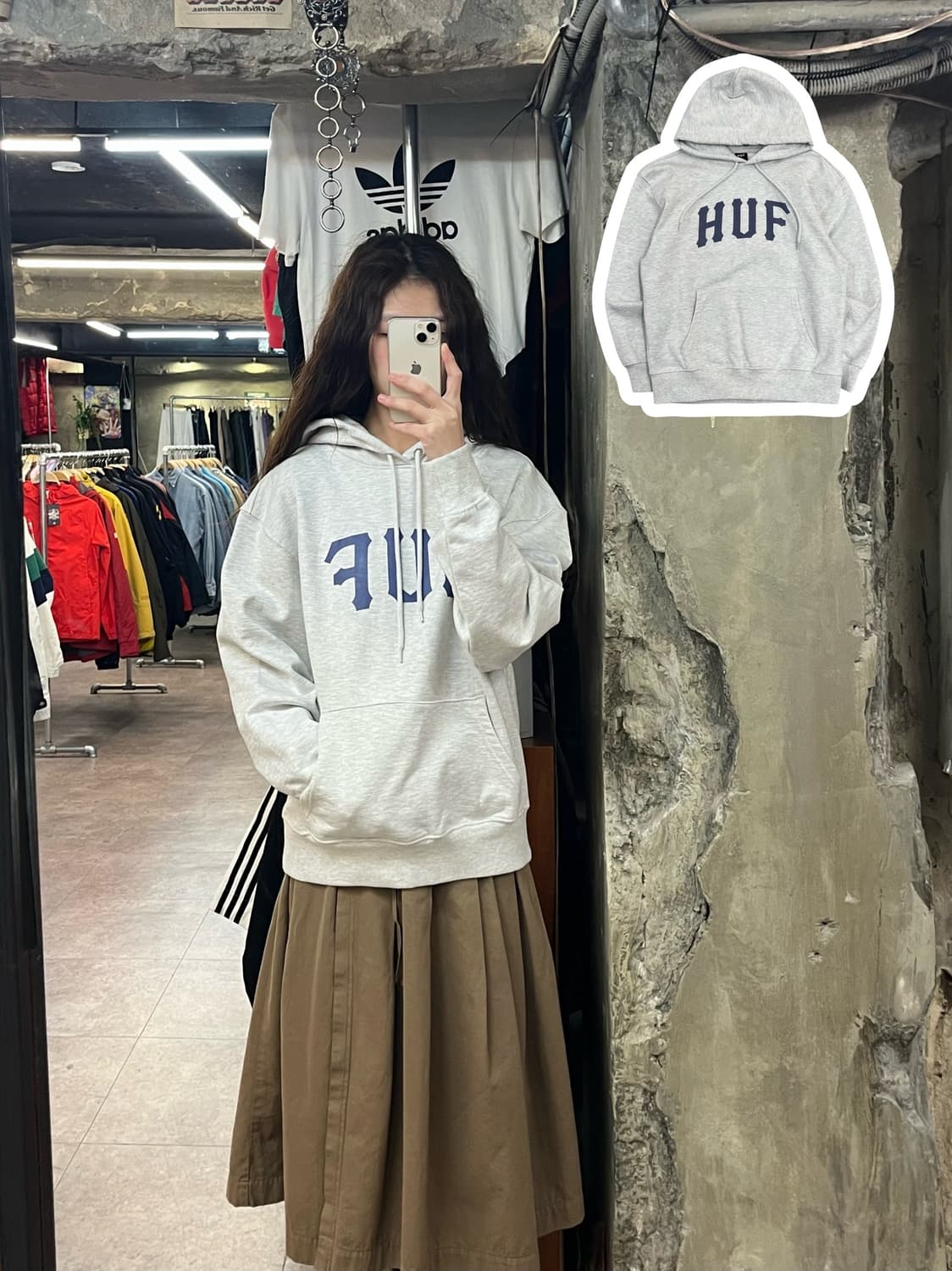 허프 아치 로고 후드티 그레이 S #csz22 상품이미지1