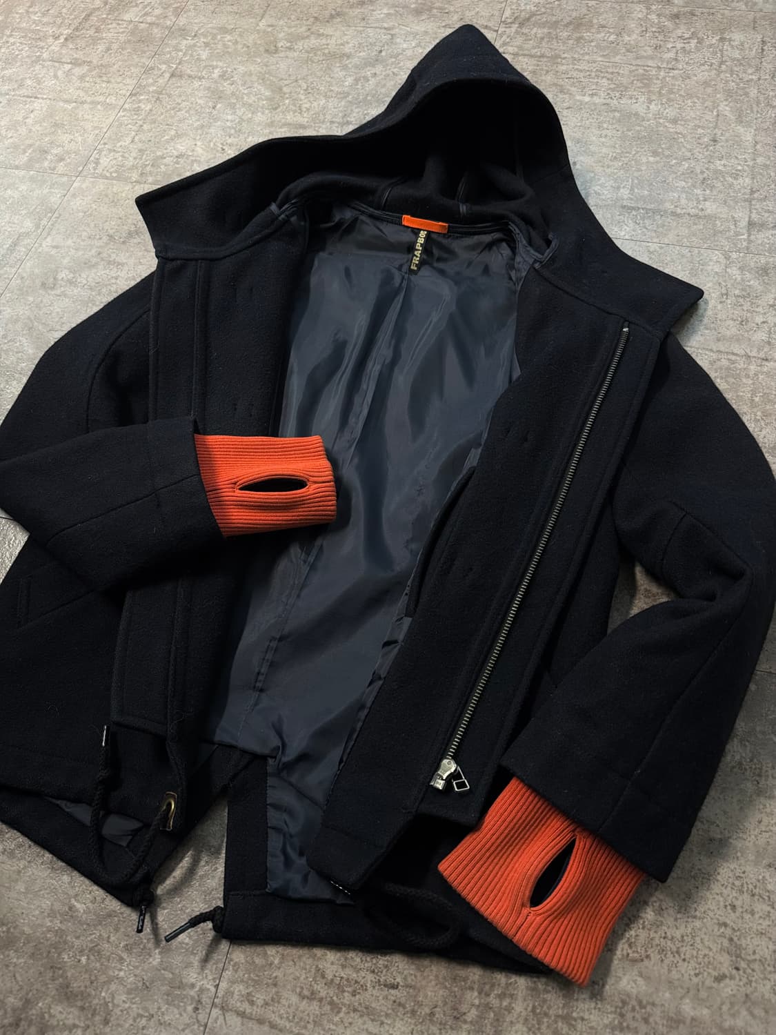 핸드 워머 슬리브 후디드 더플 울 코트 상품이미지6