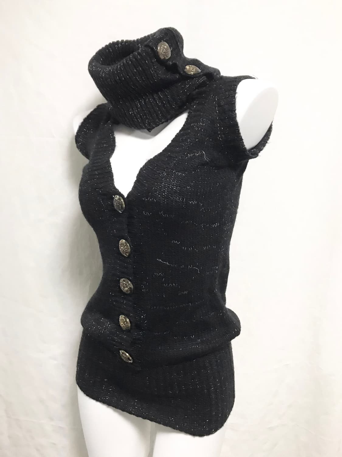 택포•빈티지 마즈 ma*rs 갸루 금장 하이넥 글리터 니트 원피스 탑 상품이미지1