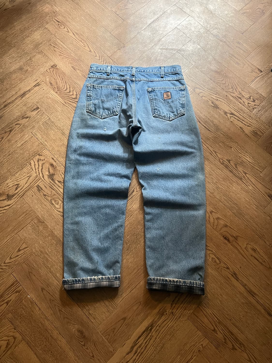 [34]칼하트 USA 체크 라이닝 빈티지 워싱 데님 팬츠 상품이미지6