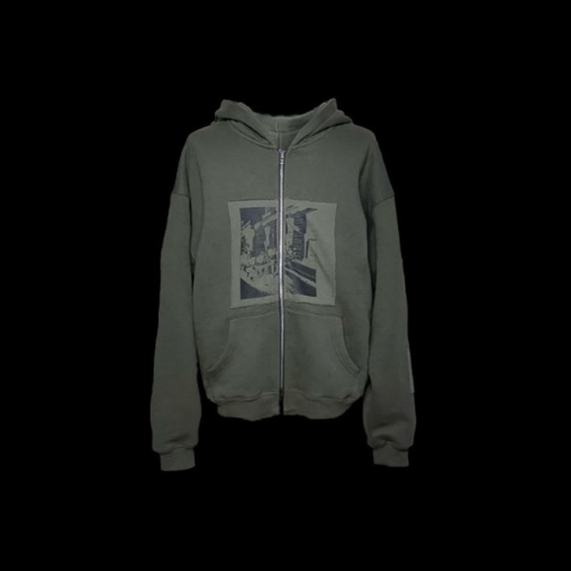 1 ) washed vienna patch zip hoodie khaki 상품이미지1