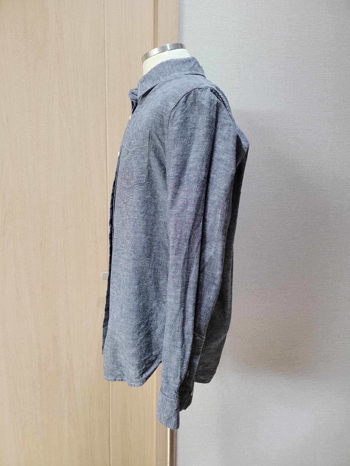 UGIZ 남자 마혼방 셔츠 100 라이트네이비 상품이미지4