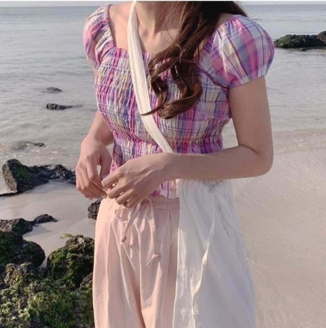 빛다 체크스모크 탑 상품이미지1