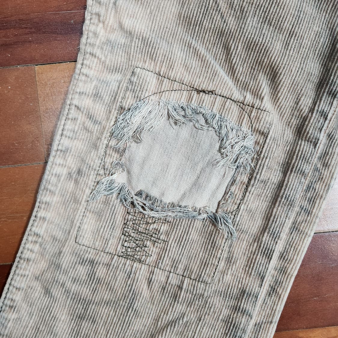 잭로즈 아메카지 웨스턴 골덴 세미 부츠컷 데미지 팬츠 상품이미지5