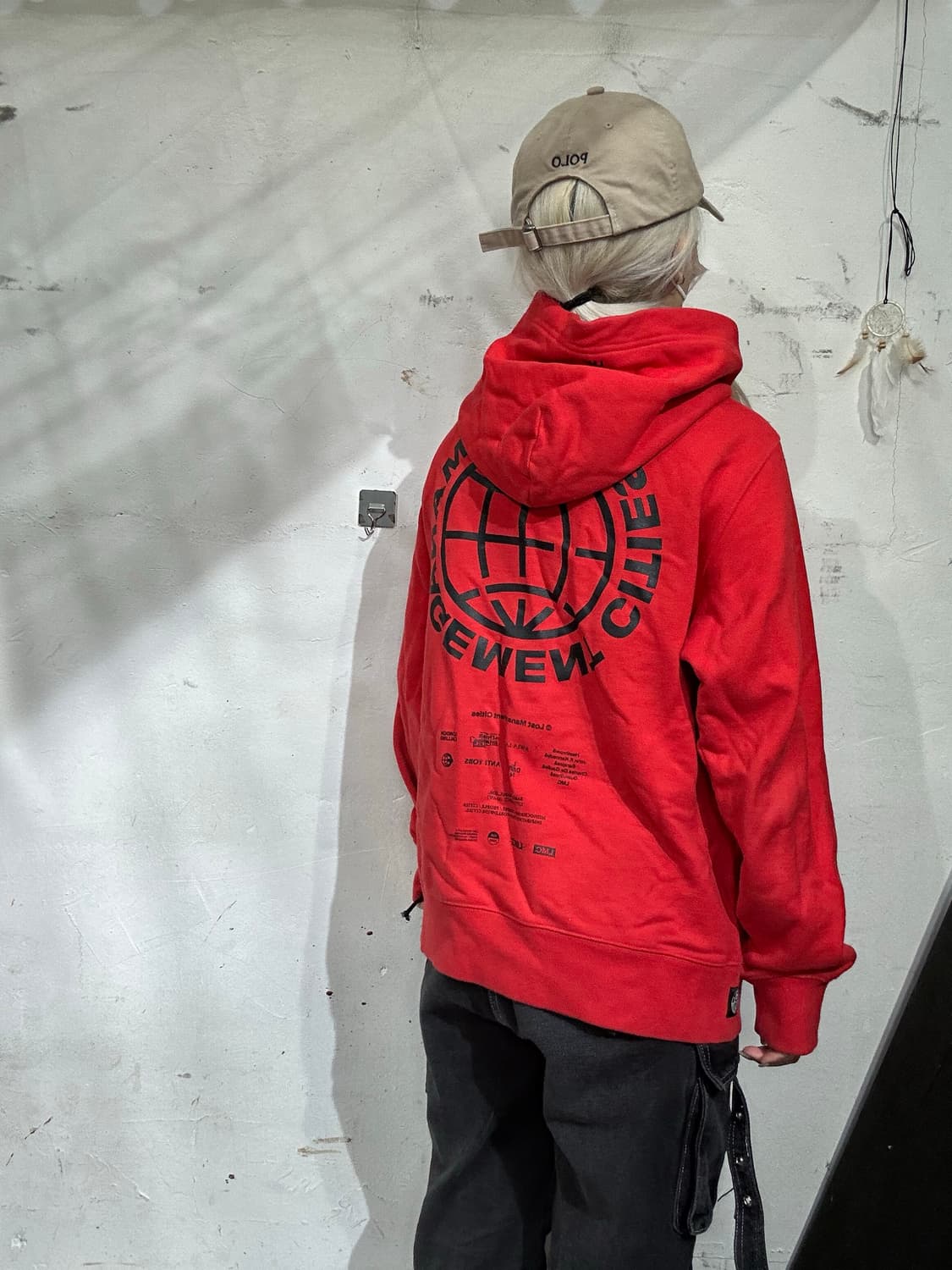 Lmc 레드 오버핏 빅 로고 후드티 M 상품이미지3