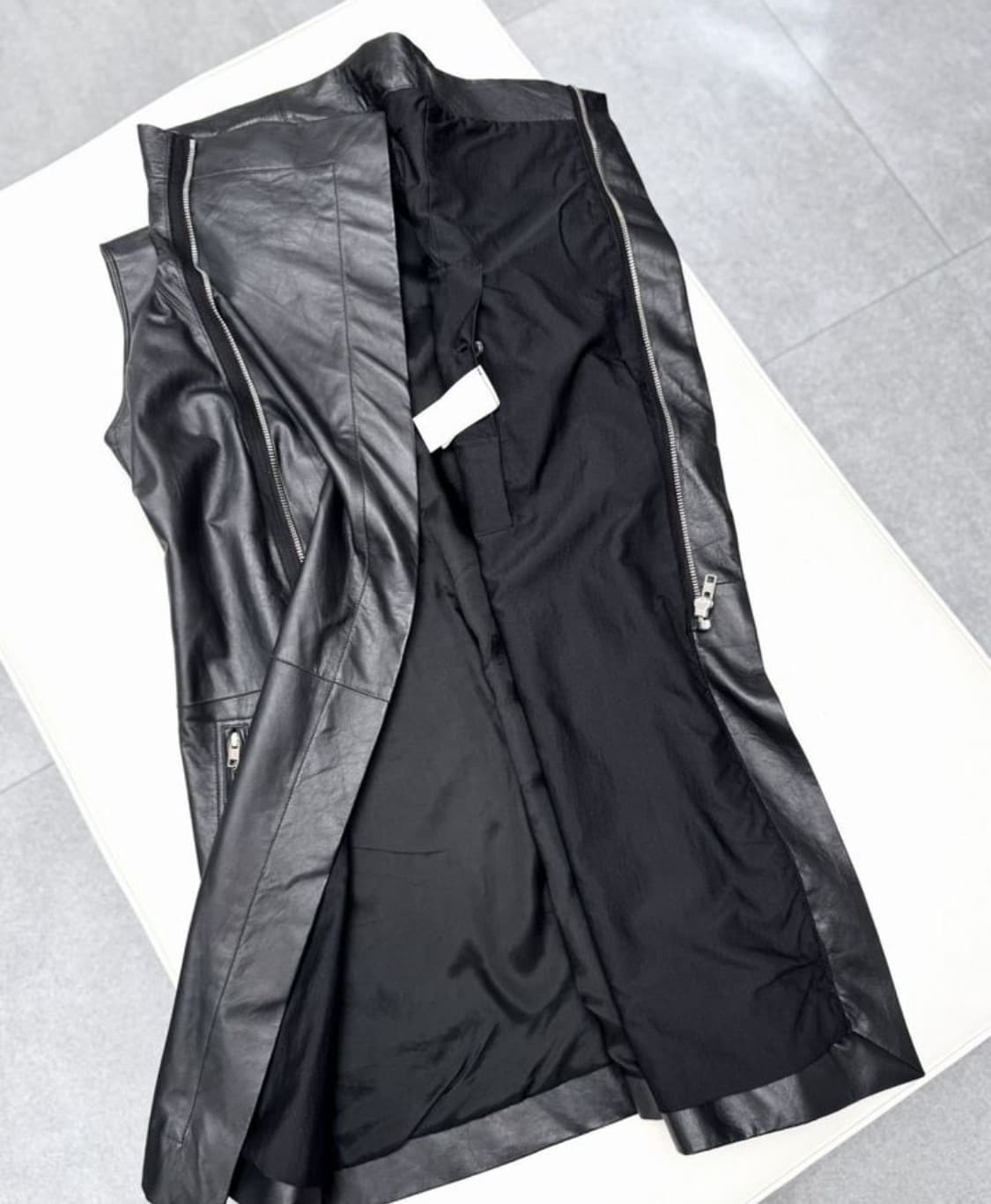 릭 오웬스 풀집업 롱 베스트(레더-리얼)40-ITA 사이즈-해외발송 상품이미지6