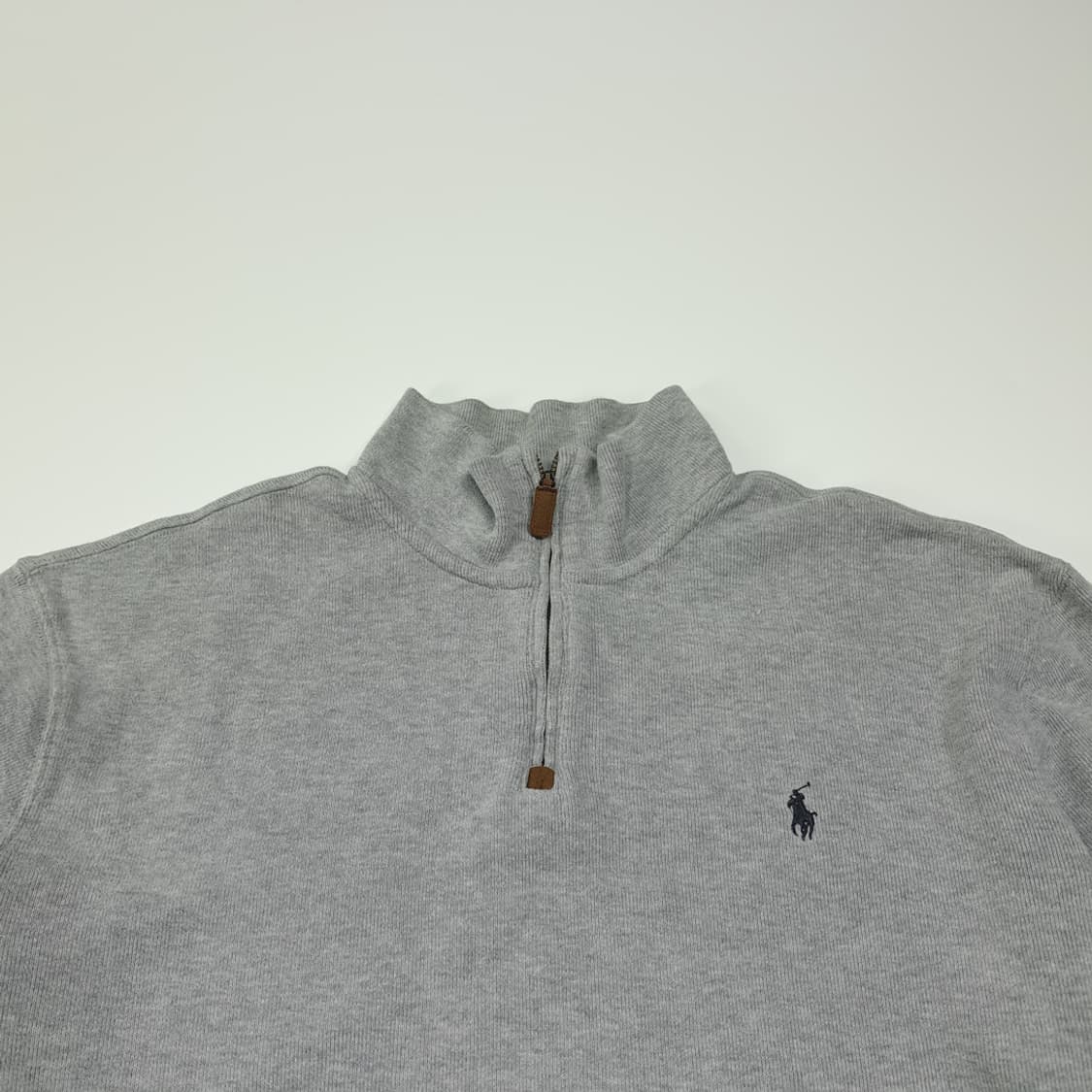 CL831 XL 폴로 90s 가죽풀러 라이트그레이 하프집업 스웻셔츠 상품이미지2