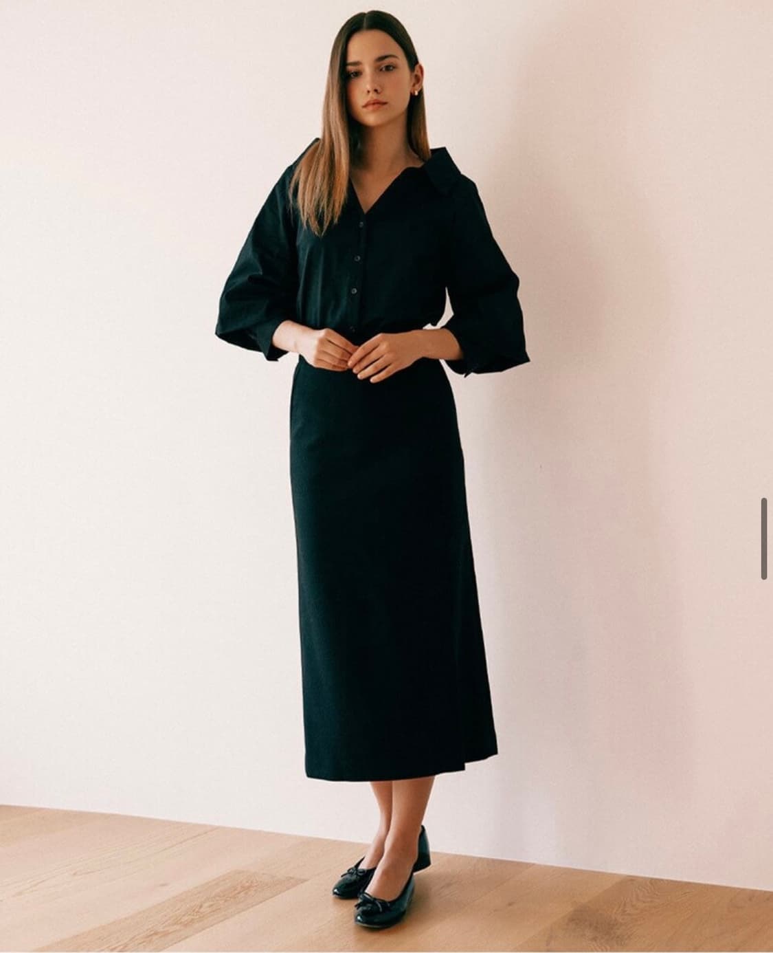 유얼네임히얼 유미네 오프숄더 블랙 매력이 셔츠 블라우스 M 상품이미지4