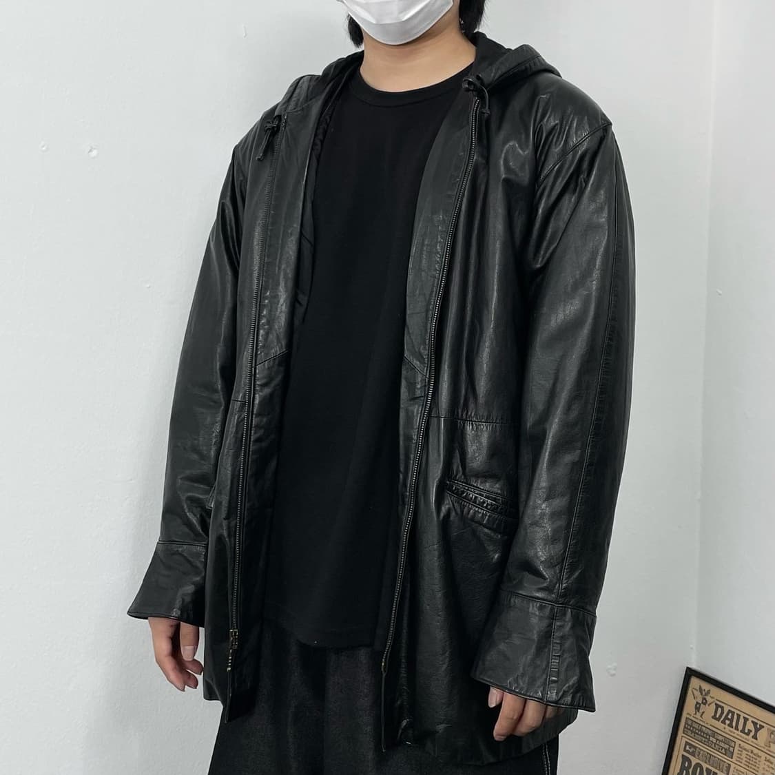 L 톰보이 리얼레더 양가죽 후드코트 상품이미지3