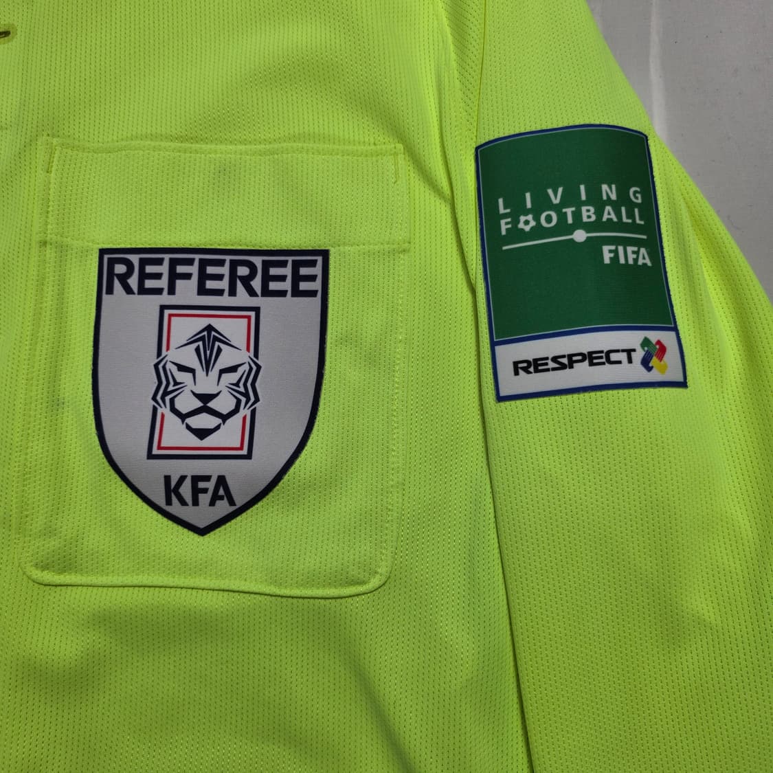 0189 나이키 드라이핏 심판 유니폼 긴팔 M 형광 옐로우 KFA 레프리 상품이미지5