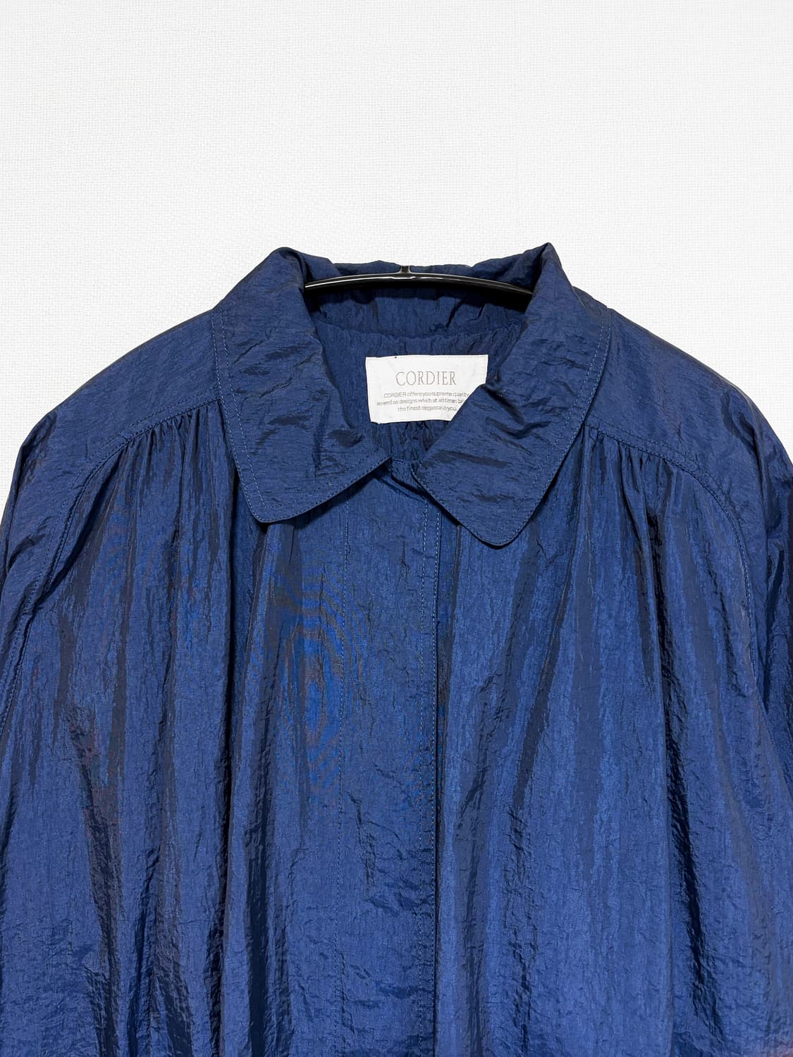 Nylon Oversized Balmacaan Coat - Blue 상품이미지5
