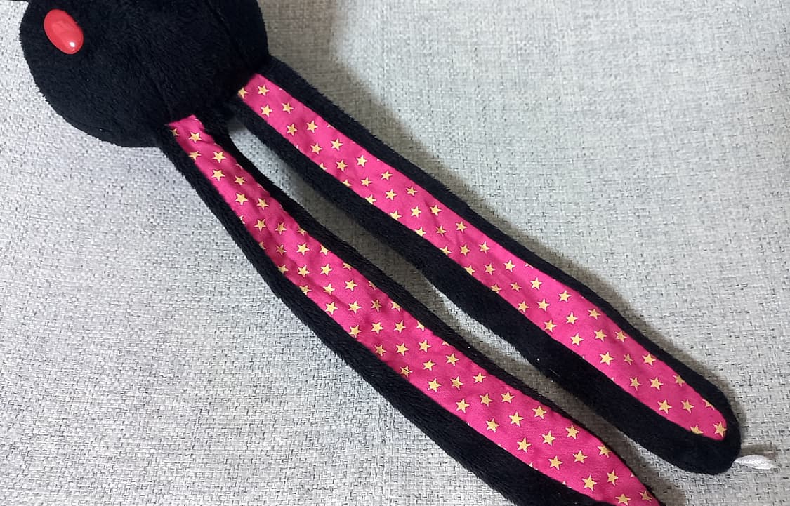 고전 빈티지 범용토끼 블랙 검정 핑크 별 무늬 인형 상품이미지2