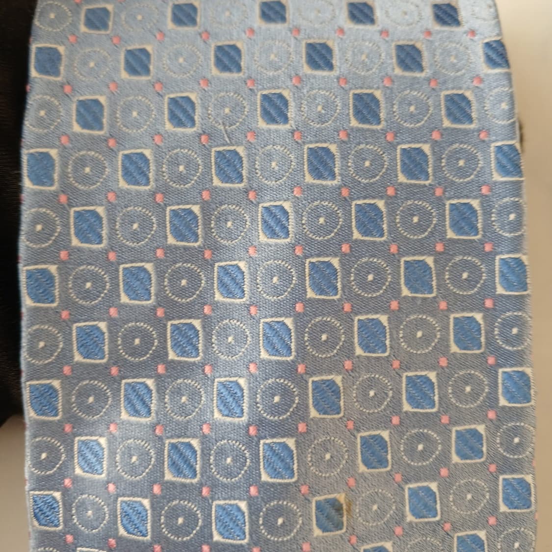 아쿠아스큐텀 실크 블루 기하 패턴 넥타이 9cm A등급 A19589
 상품이미지7