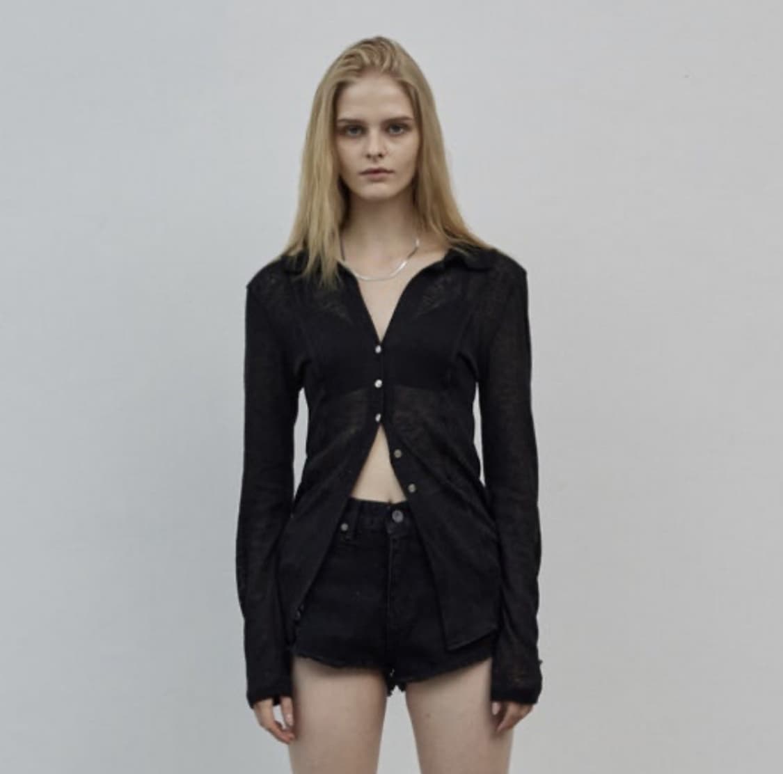 보헤미안서울 보헴서 오픈 카라 셔츠 블랙 상품이미지1