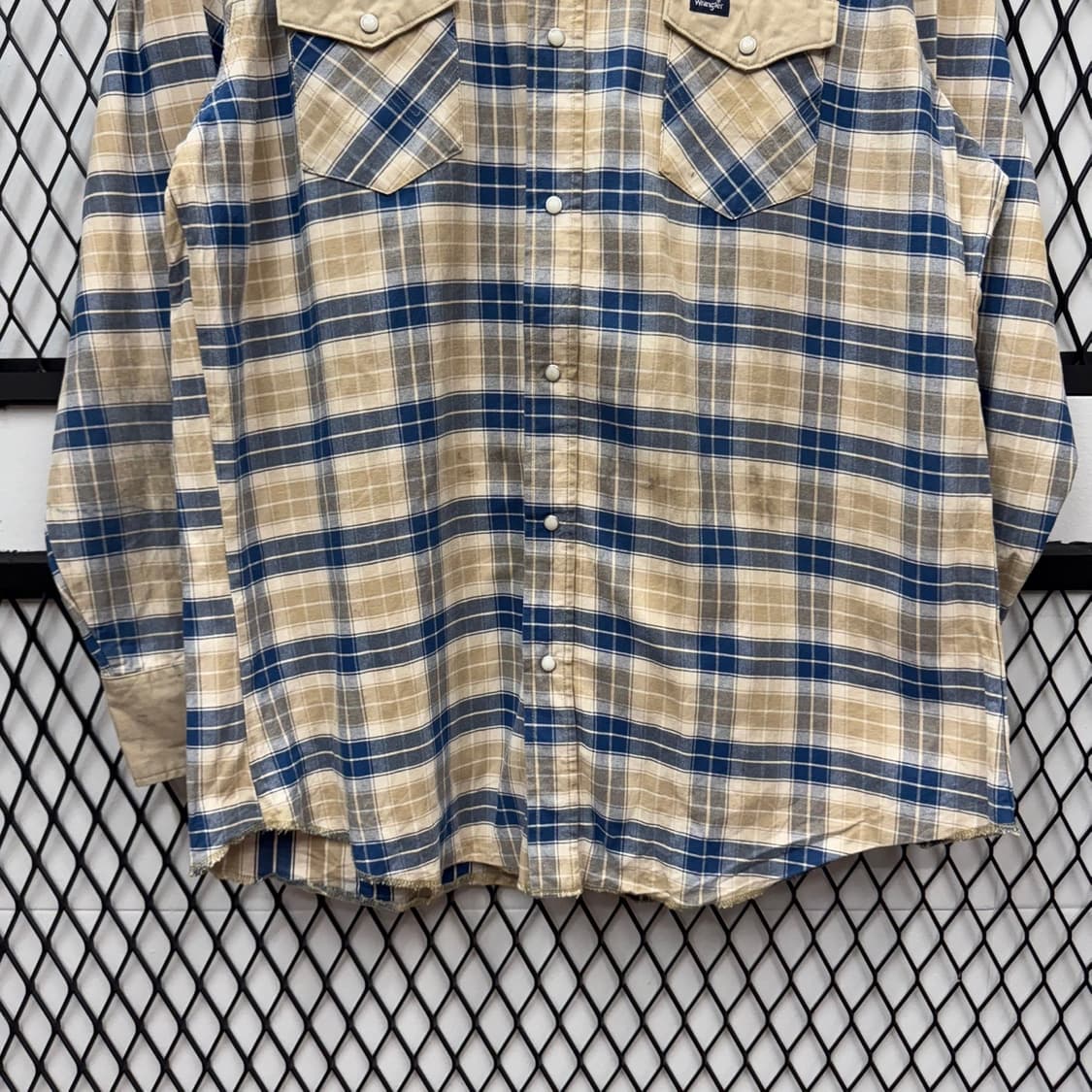 랭글러 플란넬 웨스턴 셔츠 빅 사이즈 체크 패턴 브라운 블루 상품이미지4