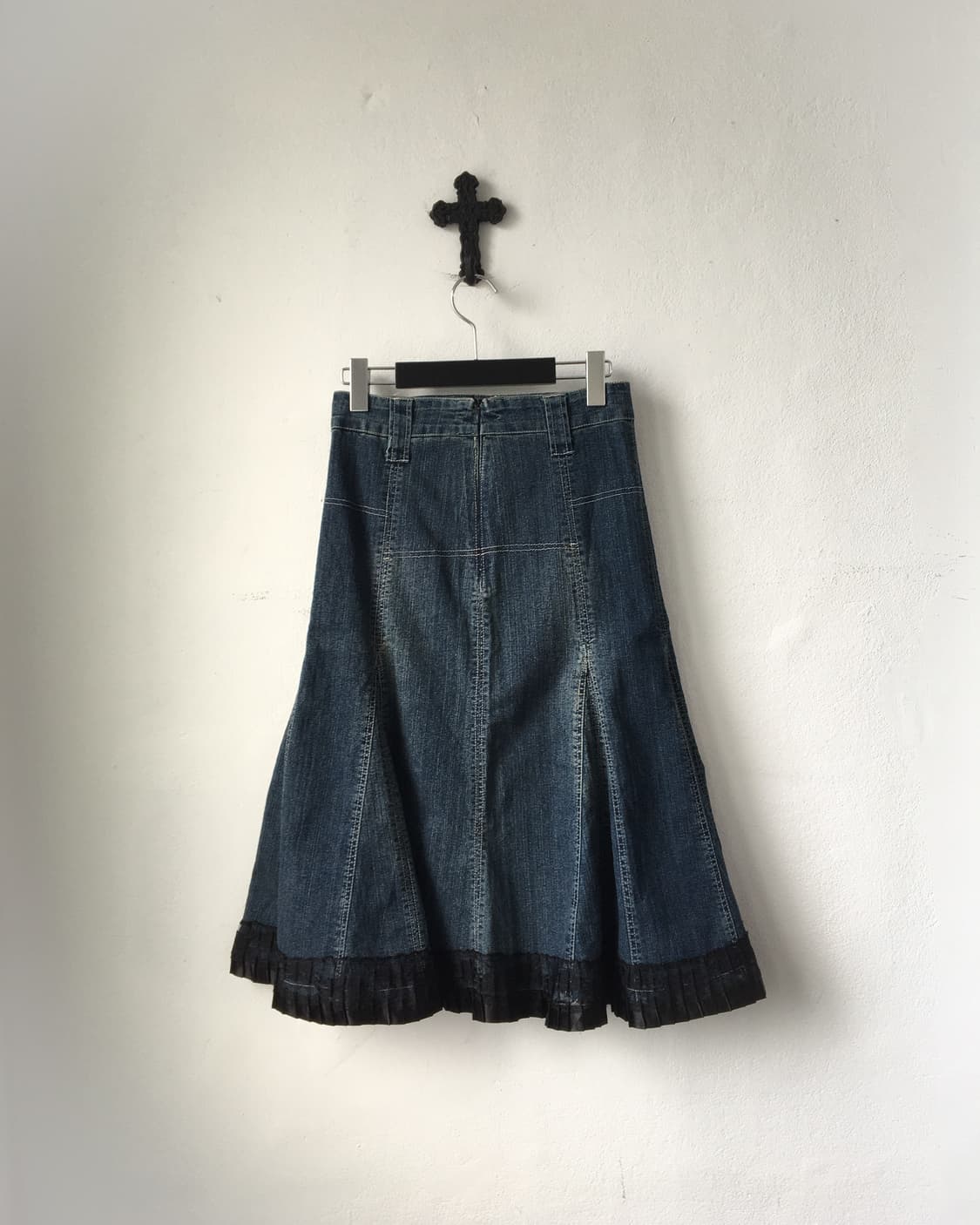 Lace trimming denim skirt 상품이미지2