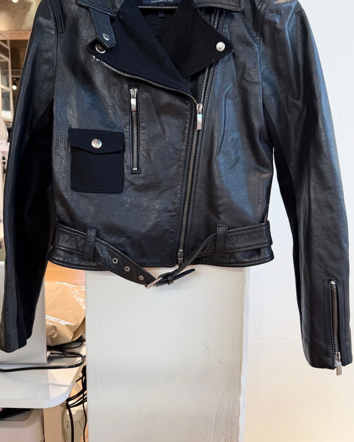 아르마니 진스 블랙 카우하인드 라이더 자켓 상품이미지6