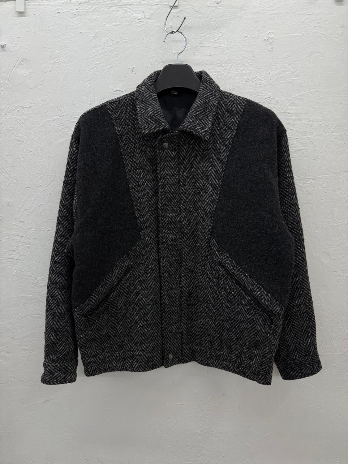 JPN 해링본 패널 울 자켓 상품이미지1