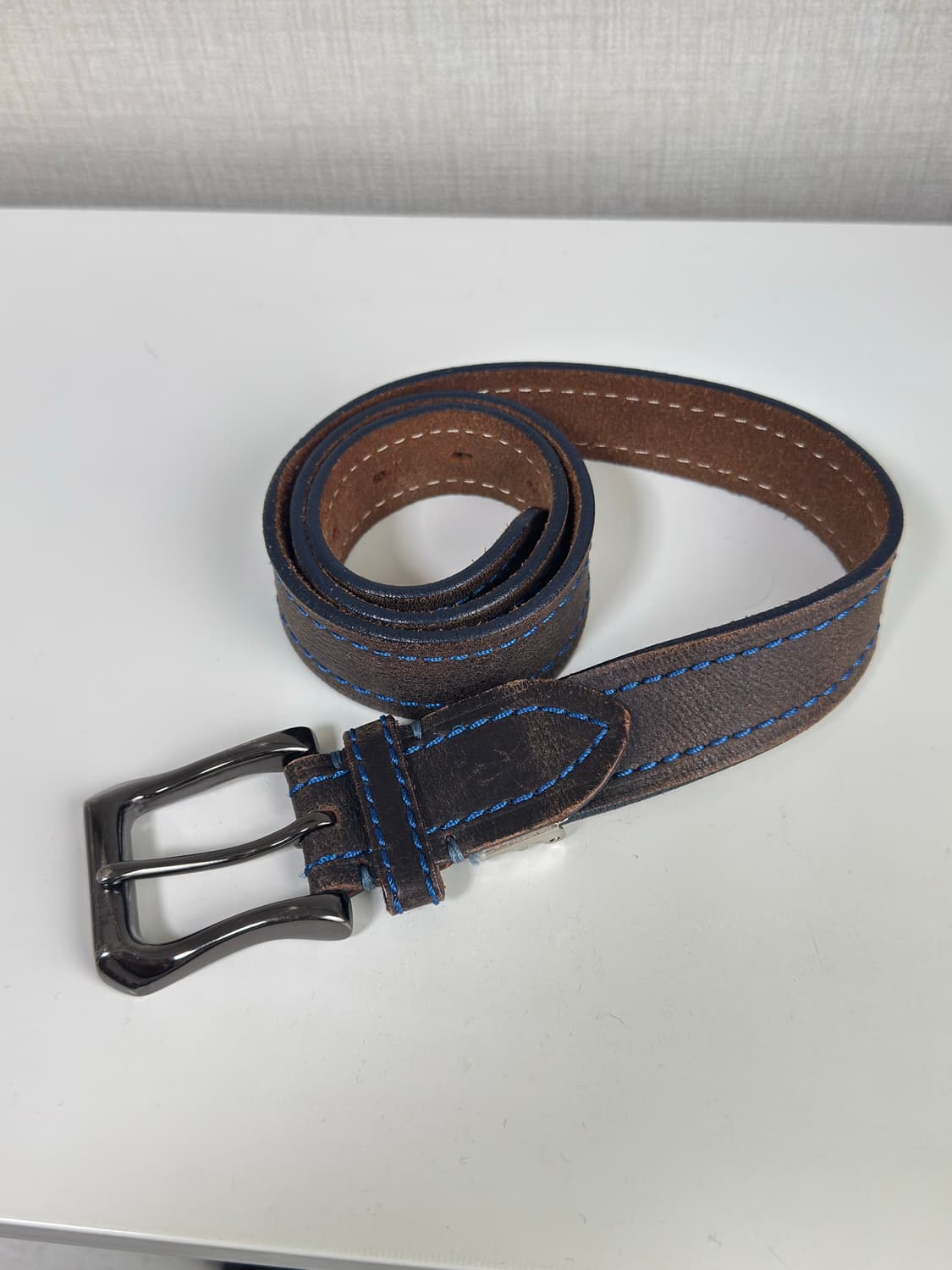 블루 스티치 리얼 레더 벨트 상품이미지2