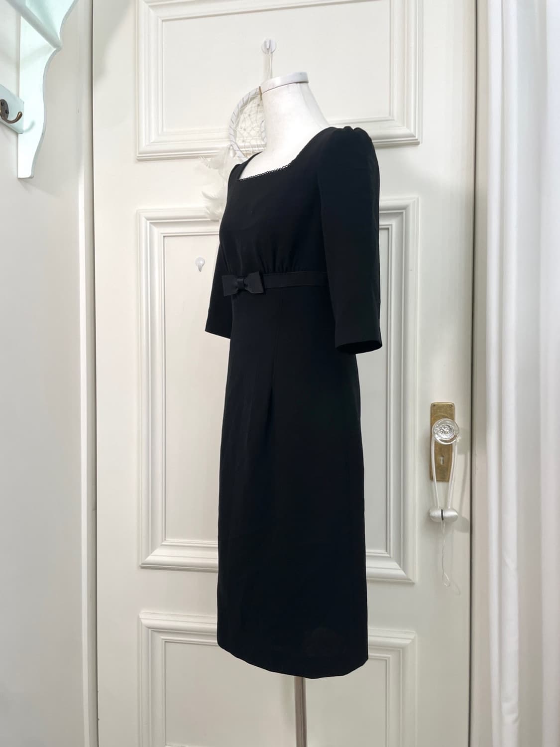black bow point shirring square-neck opc 상품이미지2