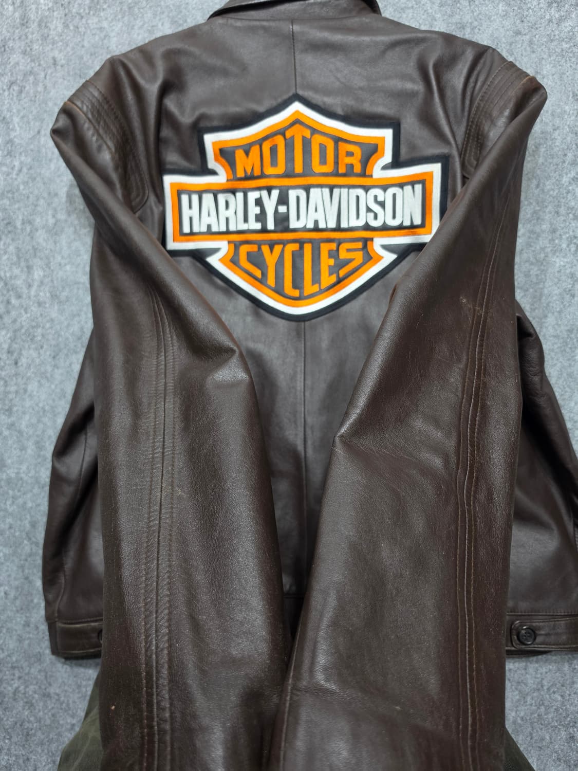 지오 송지오 빈티지 할리 패치 커스텀 양가죽 레더 자켓 110 브라운 상품이미지7