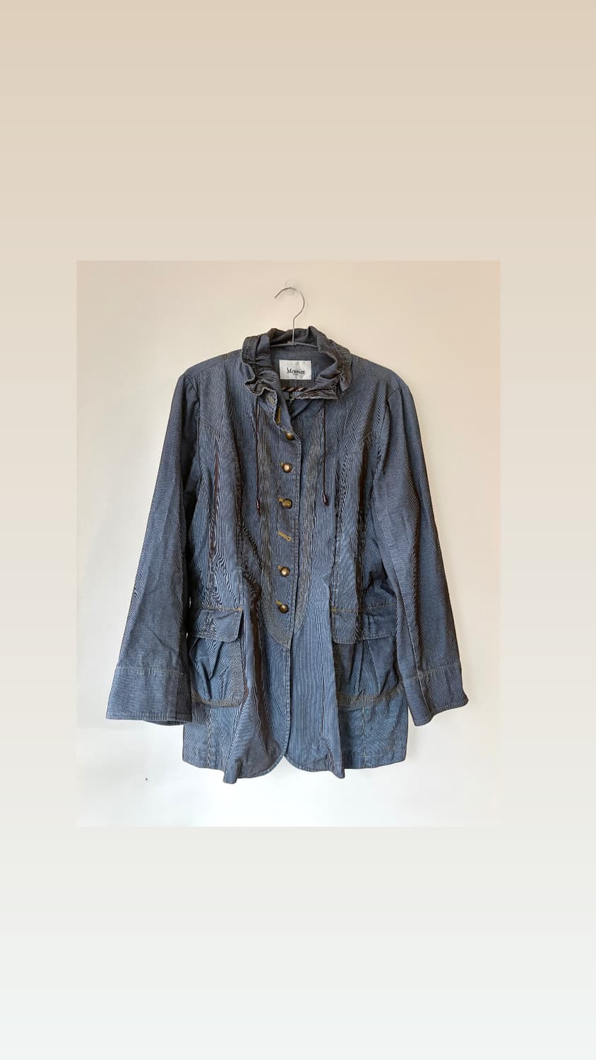 희귀 일본빈티지 블루 브라운 스트라이트 코트 상품이미지1