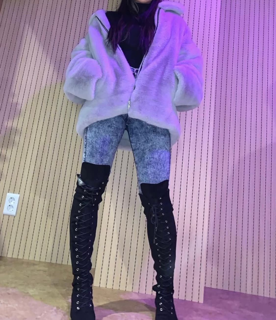 자체제작 퍼자켓 고퀄(리헤이 착용 오버핏 105 추천 상품이미지7