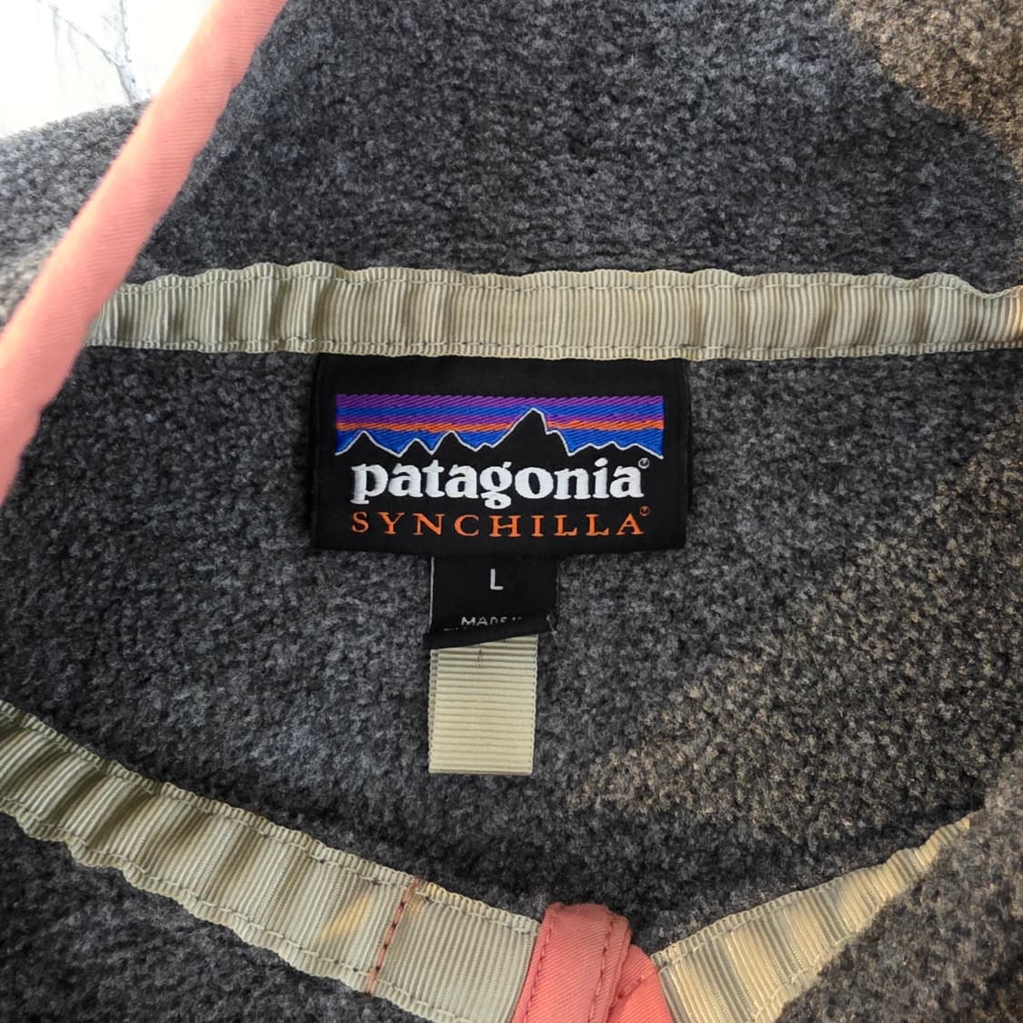 [L] 빈티지 파타고니아 신칠라 플리스 풀어보 그레이/핑크 상품이미지5