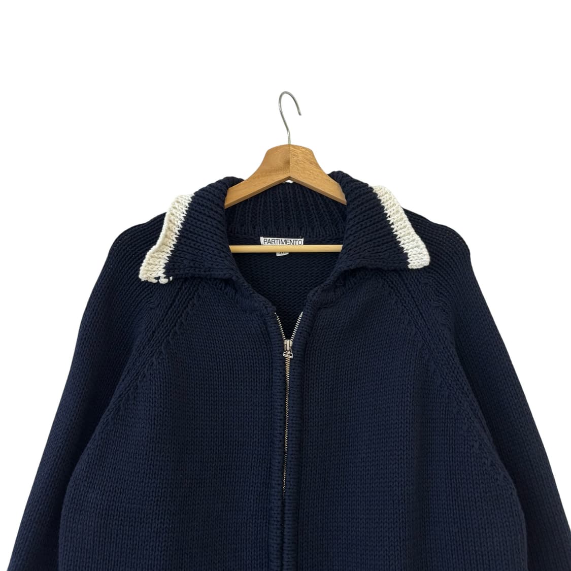 파르티멘토 헤비웨이트 코튼 니트 자켓 네이비 상품이미지2