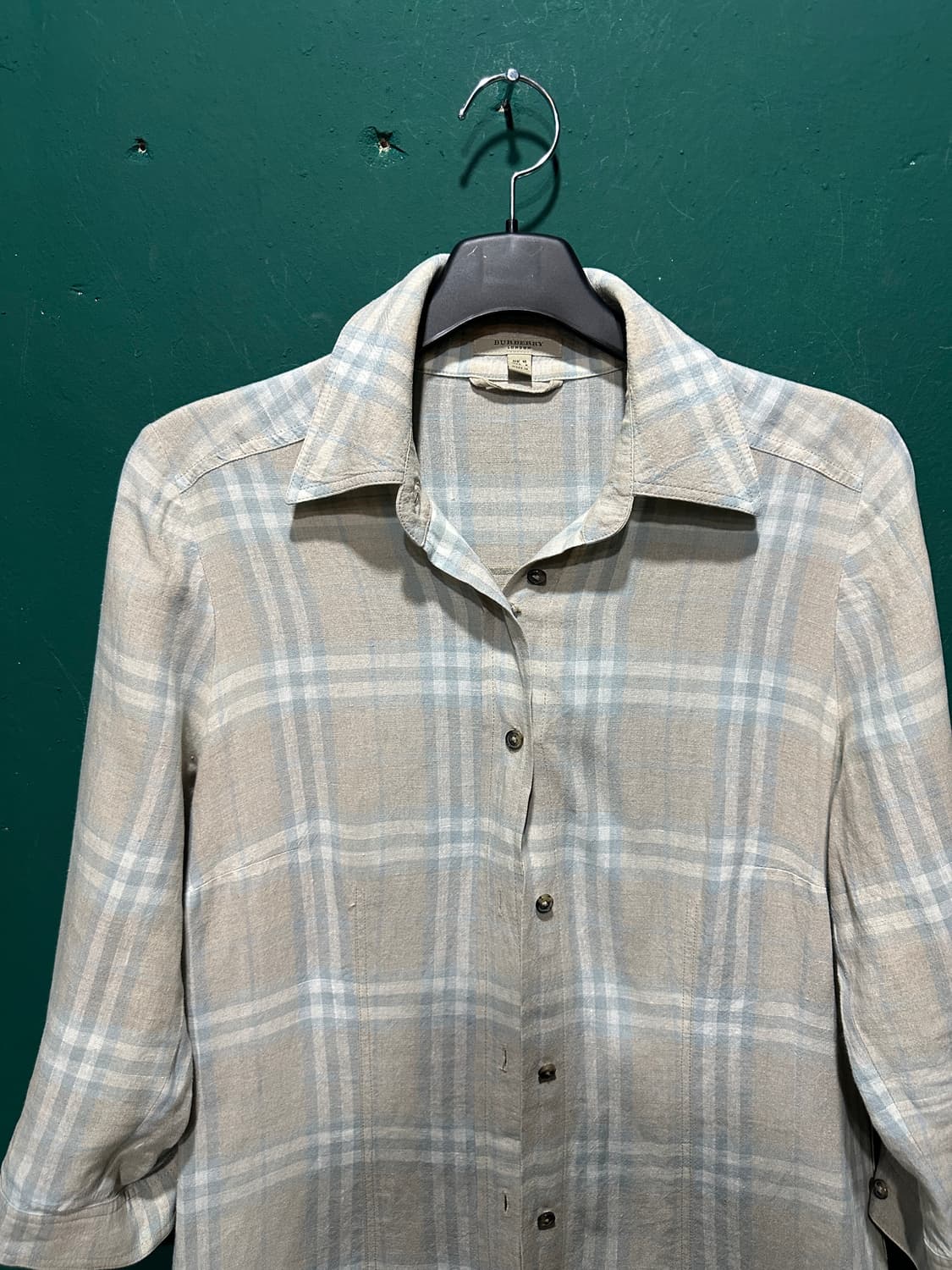 버버리 린넨 체크 롱셔츠  상품이미지2